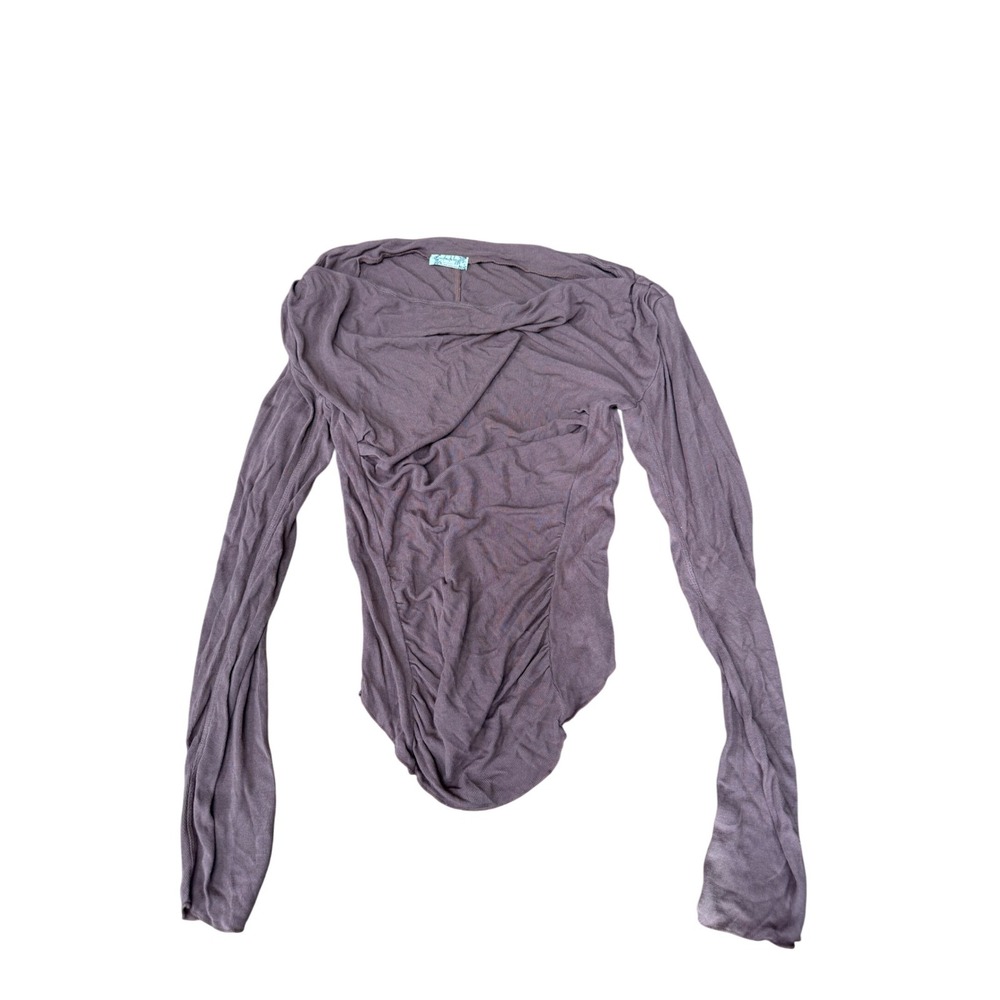 Free People Intimately Mauve Ribbed Long Sleeve Ruched Top Size XS‎ OB856272